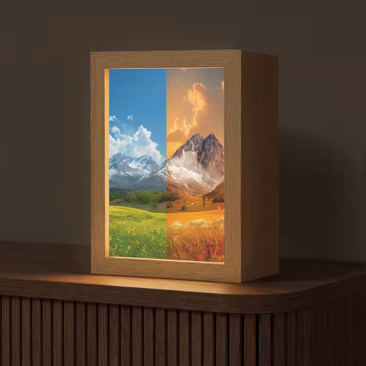 Landschap - 4 seizoenen - Natuur - Winter - Lente - Zomer - Herfst Light Box met kabel (Tafellamp) klein -z3d_website
