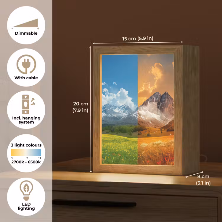 Landschap - 4 seizoenen - Natuur - Winter - Lente - Zomer - Herfst Light Box met kabel (Tafellamp) klein -USP_EN
