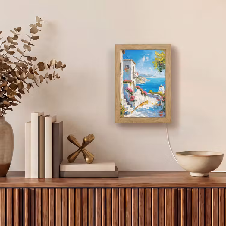Landschap - Bloemen - Natuur - Zomer Light Box met kabel (Tafellamp) klein -sfeer2