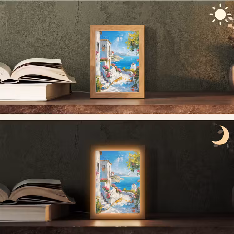 Landschap - Bloemen - Natuur - Zomer Light Box met kabel (Tafellamp) klein -sfeer3