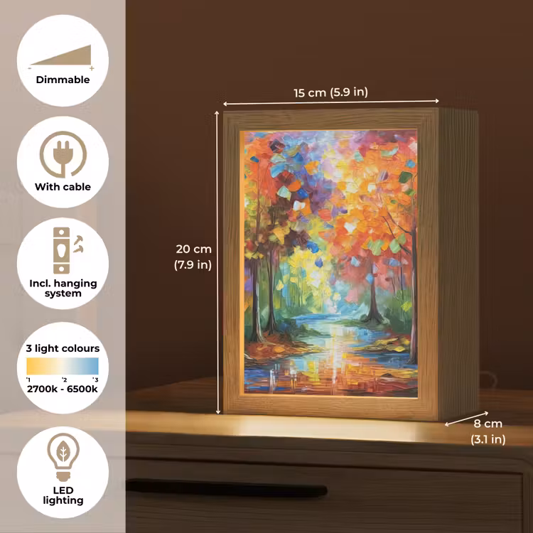 Landschap - Bos - Kleuren - Natuur Light Box met kabel (Tafellamp) klein -USP_EN