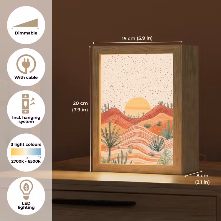 Landschap - Heuvels - Zonsondergang Light Box met kabel (Tafellamp) klein -USP_EN
