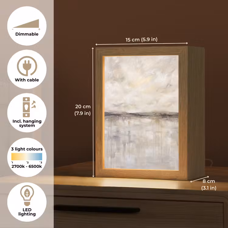 Landschap - Horizon - Natuur - Abstract - Neutraal Light Box met kabel (Tafellamp) klein -USP_EN