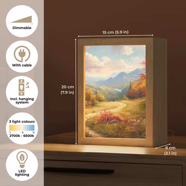 Landschap - Illustratie - Natuur Light Box met kabel (Tafellamp) klein -USP_EN
