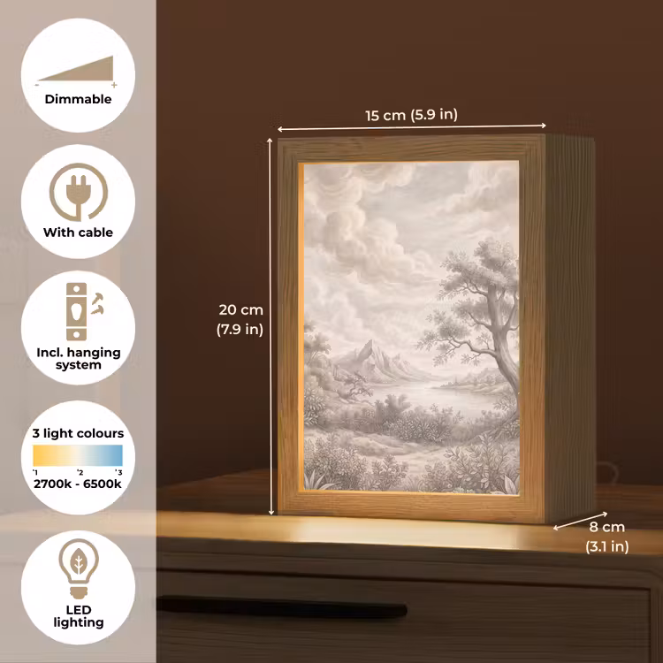 Landschap - Bergen - Meer - Natuur Light Box met kabel (Tafellamp) klein -USP_EN