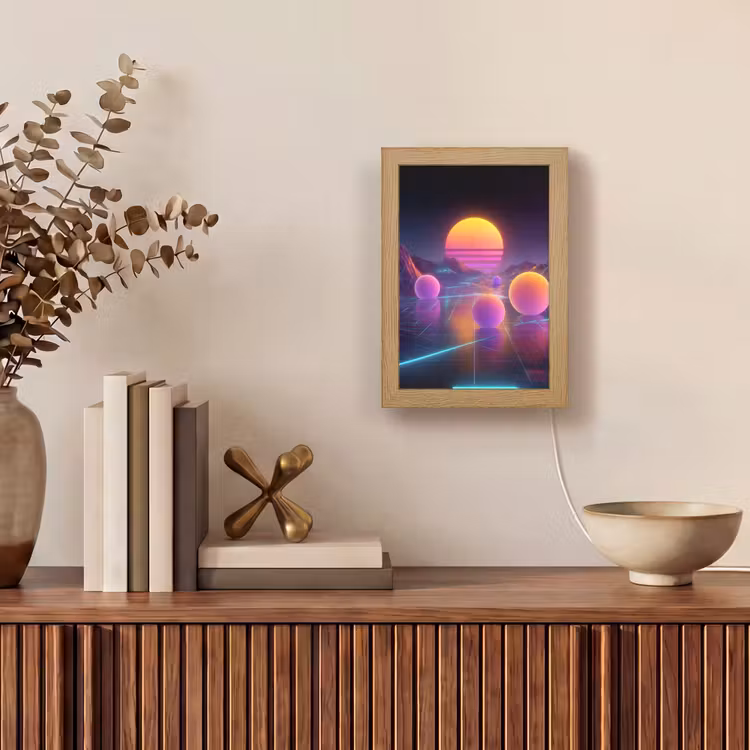 Landschap - Bergen - Bollen - Licht Light Box met kabel (Tafellamp) klein -sfeer2