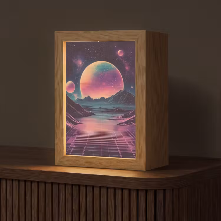Landschap - Planeten - Horizon - Paars Light Box met kabel (Tafellamp) klein -z3d_website