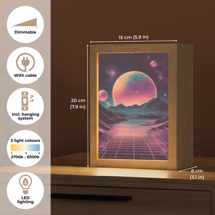 Landschap - Planeten - Horizon - Paars Light Box met kabel (Tafellamp) klein -USP_EN