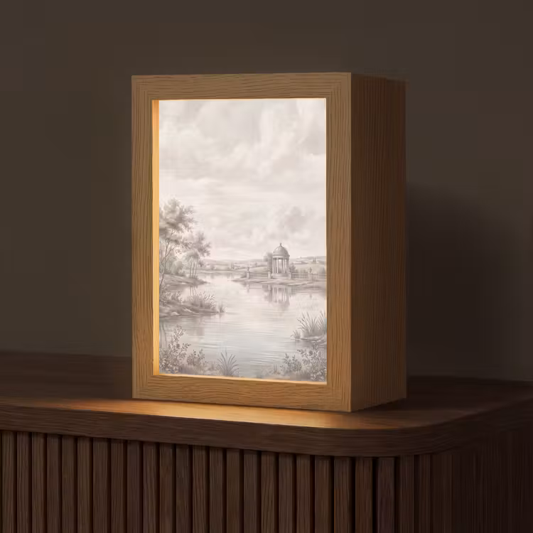 Landschap - Water - Natuur - Sepia Light Box met kabel (Tafellamp) klein -z3d_website