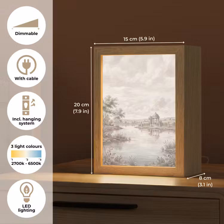 Landschap - Water - Natuur - Sepia Light Box met kabel (Tafellamp) klein -USP_EN