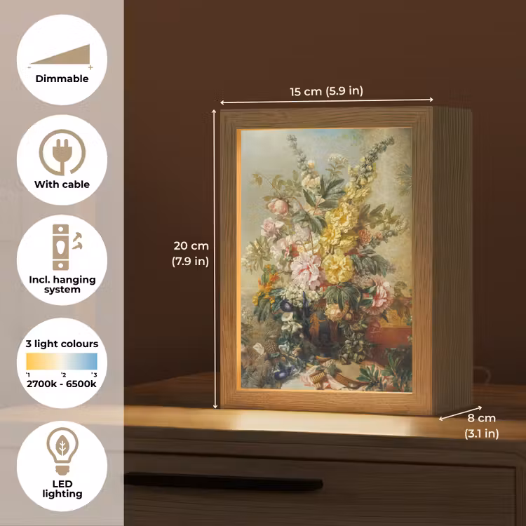 Grote vaas met bloemen - Josep Mirabent - Oude meesters Light Box met kabel (Tafellamp) klein -USP_EN