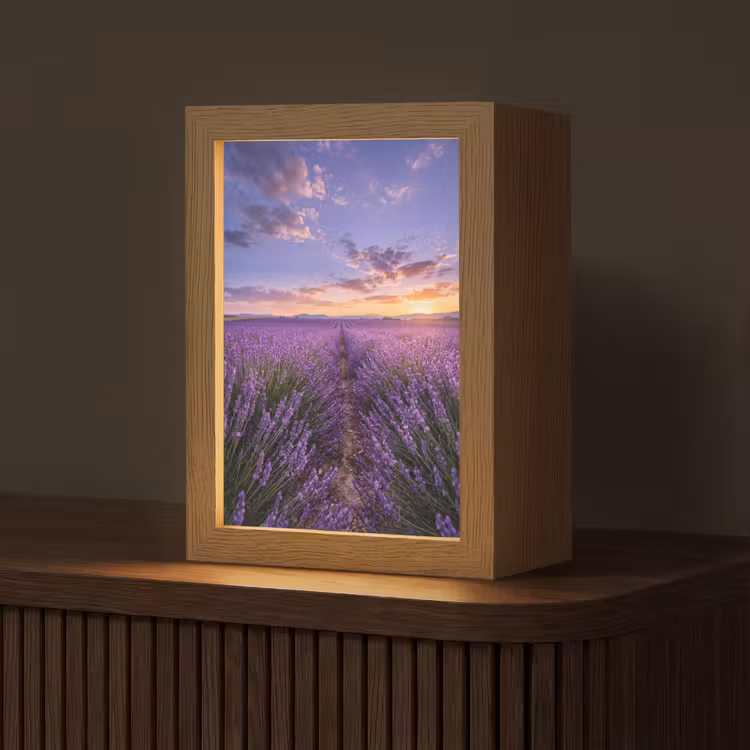 Lavendel - Veld - Natuur - Paars Light Box met kabel (Tafellamp) klein -z3d_website