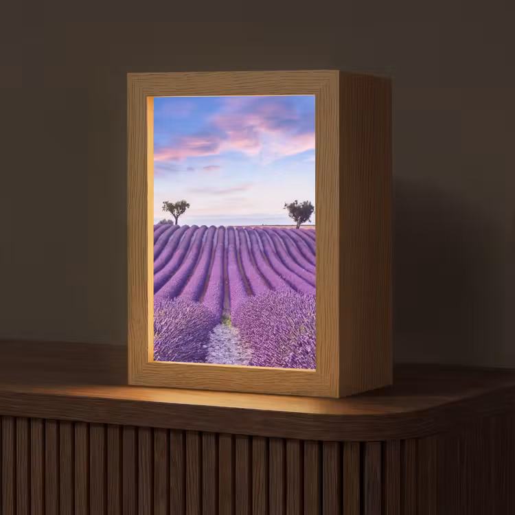 Lavendel - Natuur - Paars - Bomen - Bloemen Light Box met kabel (Tafellamp) klein -z3d_website