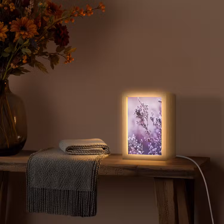 Lavendel - Winter - Bloemen - Paars Light Box met kabel (Tafellamp) klein -sfeer4