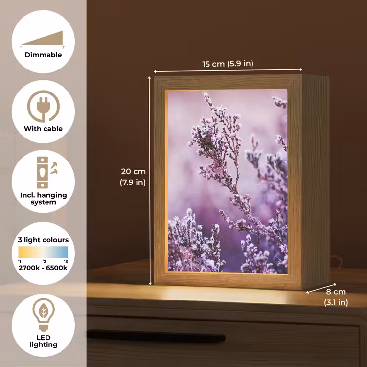 Lavendel - Winter - Bloemen - Paars Light Box met kabel (Tafellamp) klein -USP_EN