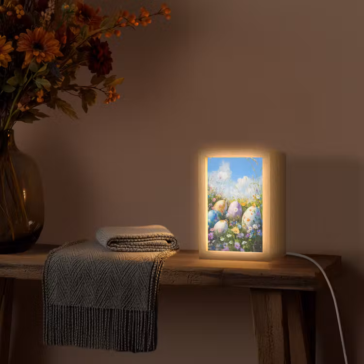 Grasveld - Eieren - Bloemen Light Box met kabel (Tafellamp) klein -sfeer4
