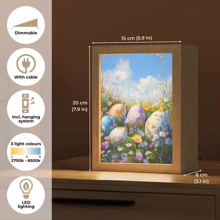 Grasveld - Eieren - Bloemen Light Box met kabel (Tafellamp) klein -USP_EN