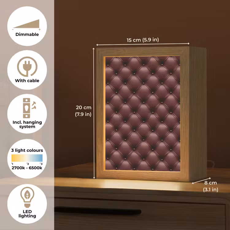 Leer - Patroon - Bordeaux Light Box met kabel (Tafellamp) klein 925 -USP_EN