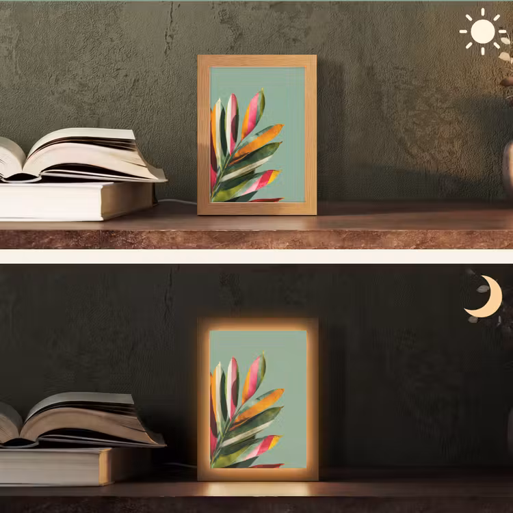 Bladeren - Tak - Kleurrijk Light Box met kabel (Tafellamp) klein -sfeer3