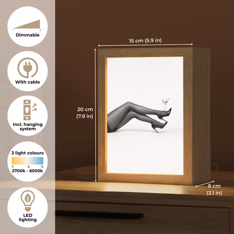 Benen - Hakken - Glas - Zwart - Wit - Speels Light Box met kabel (Tafellamp) klein -USP_EN