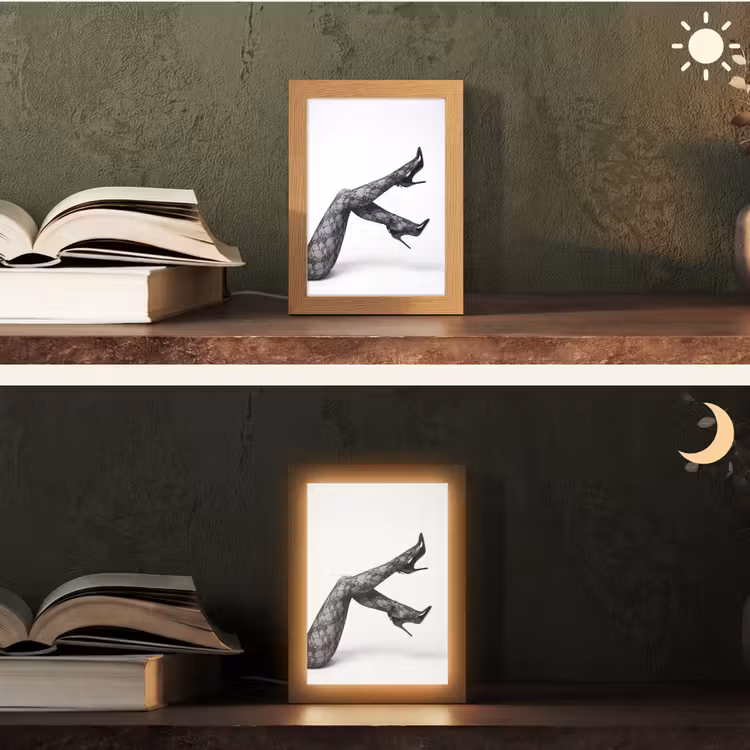 Benen - Kant - Hakken - Zwart - Wit - Uitdagend Light Box met kabel (Tafellamp) klein -sfeer3