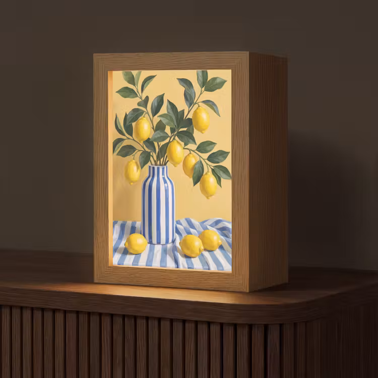 Table Lamp - Lemon - Still Life - Modern - Citroen - Stilleven - Modern Light Box met kabel (Tafellamp) klein