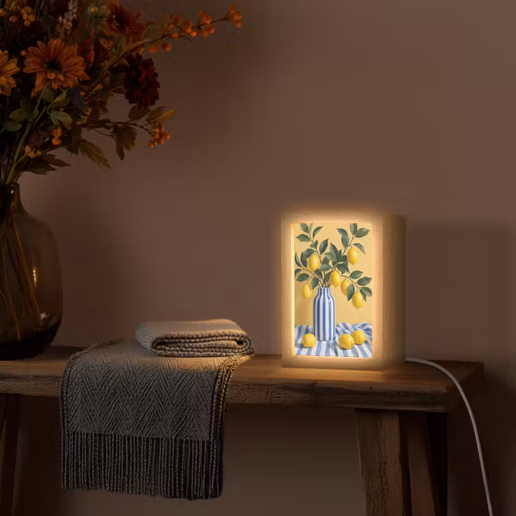 Table Lamp - Lemon - Still Life - Modern - Citroen - Stilleven - Modern Light Box met kabel (Tafellamp) klein