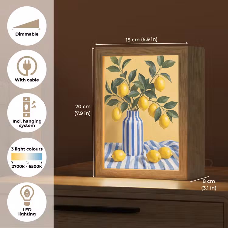 Table Lamp - Lemon - Still Life - Modern - Citroen - Stilleven - Modern Light Box met kabel (Tafellamp) klein