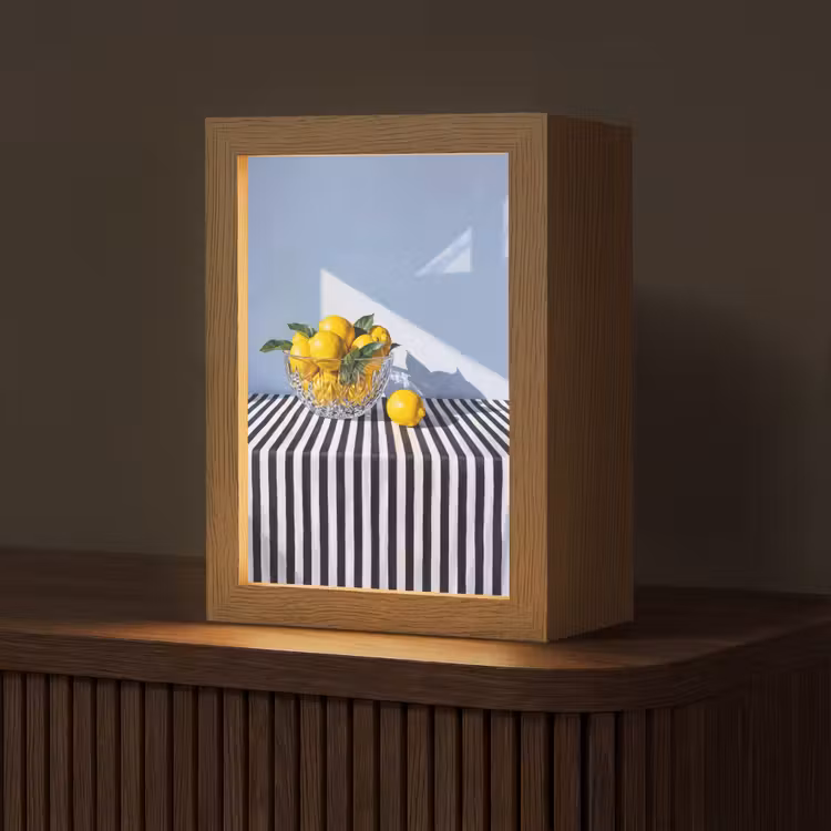 Table Lamp - Lemons - Fruit - Yellow - Citroenen - Fruit - Geel Light Box met kabel (Tafellamp) klein