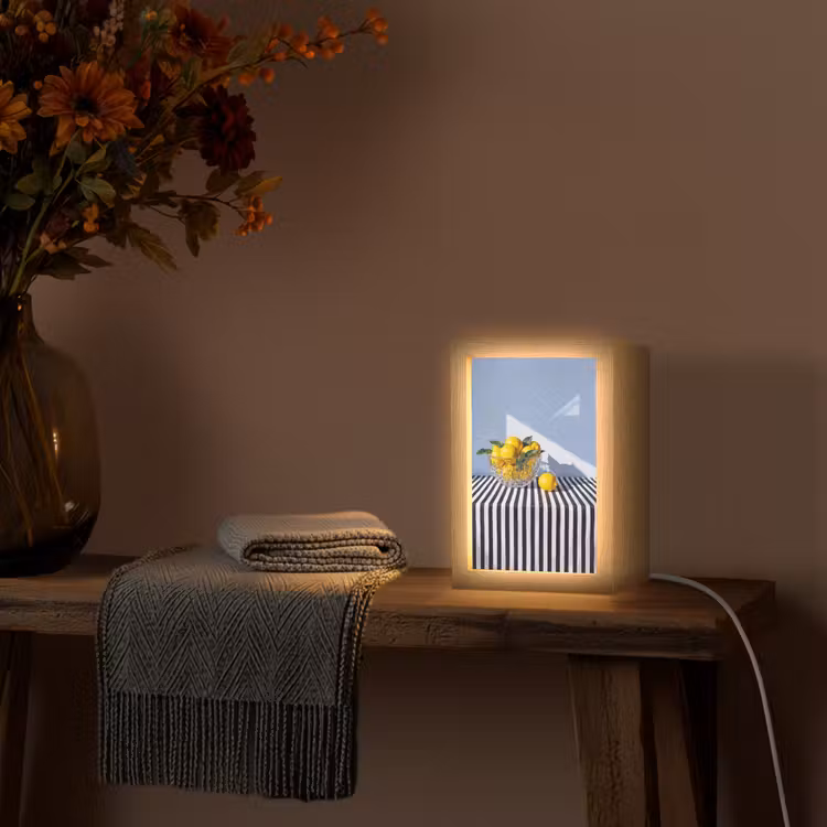 Table Lamp - Lemons - Fruit - Yellow - Citroenen - Fruit - Geel Light Box met kabel (Tafellamp) klein