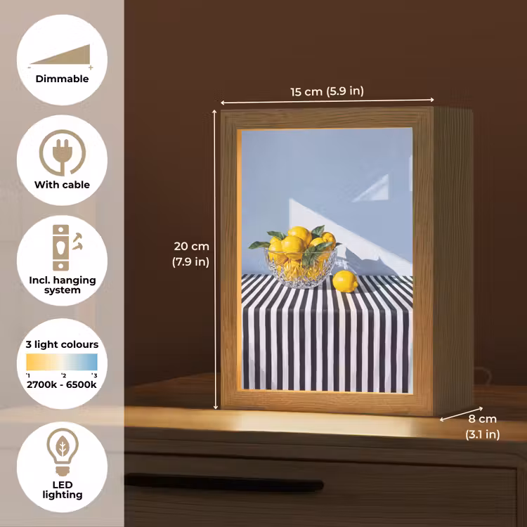 Table Lamp - Lemons - Fruit - Yellow - Citroenen - Fruit - Geel Light Box met kabel (Tafellamp) klein