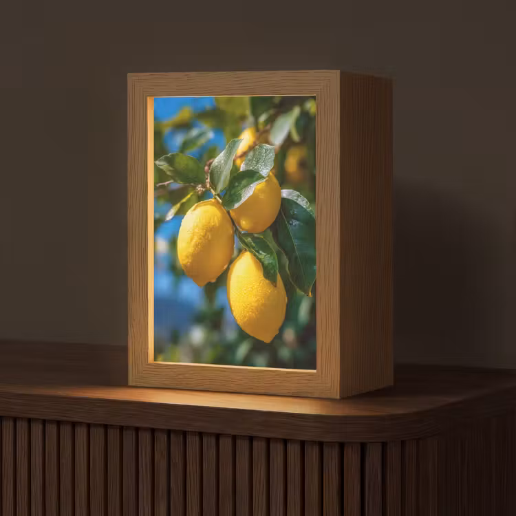 Citroenen - Bladeren - Blauwe lucht Light Box met kabel (Tafellamp) klein -z3d_website