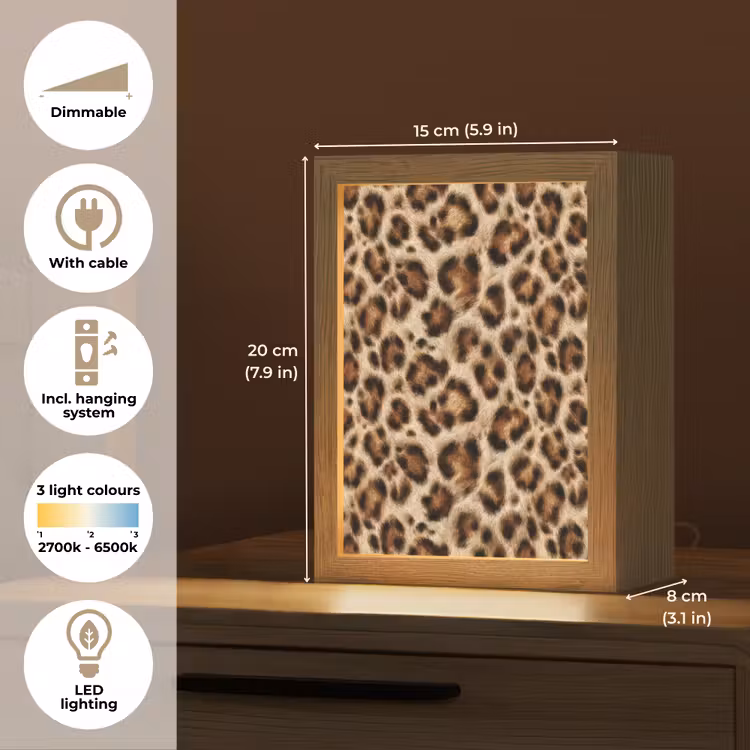 Luipaard - Vacht - Bruin Light Box met kabel (Tafellamp) klein 925 -USP_EN