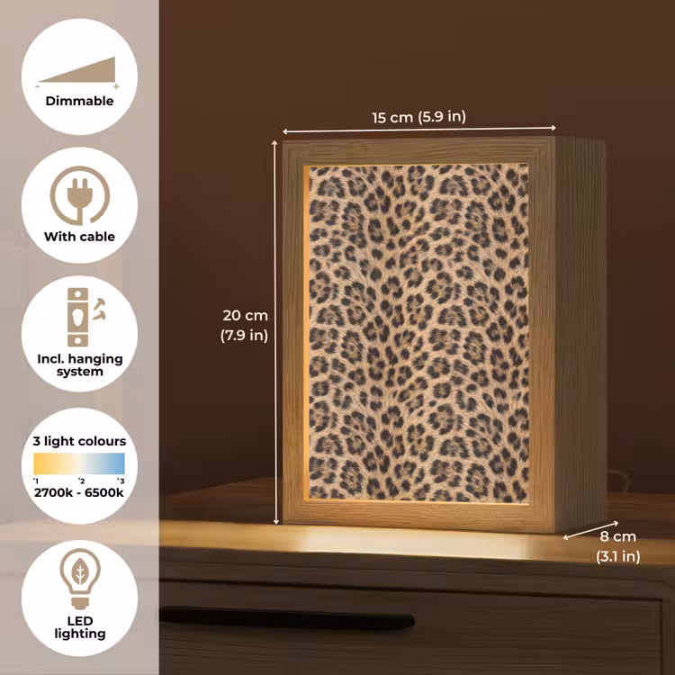 Luipaard - Vacht - Klassiek - Bruin Light Box met kabel (Tafellamp) klein -USP_EN