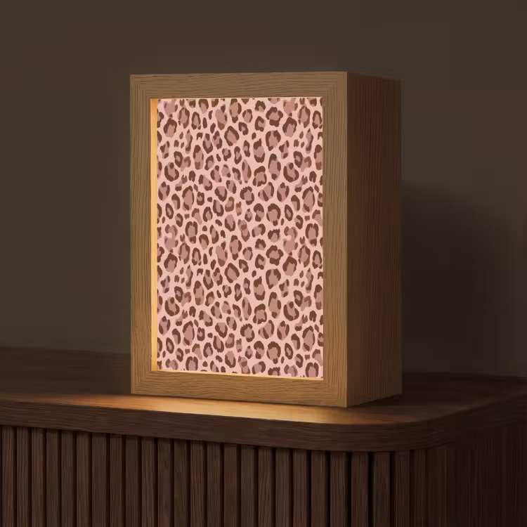 Luipaard - Patroon - Roze Light Box met kabel (Tafellamp) klein 925 -z3d_website