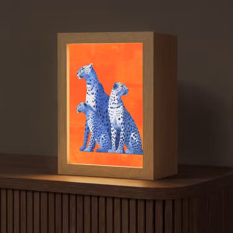 Luipaarden - Stippen - Oranje Light Box met kabel (Tafellamp) klein -z3d_website
