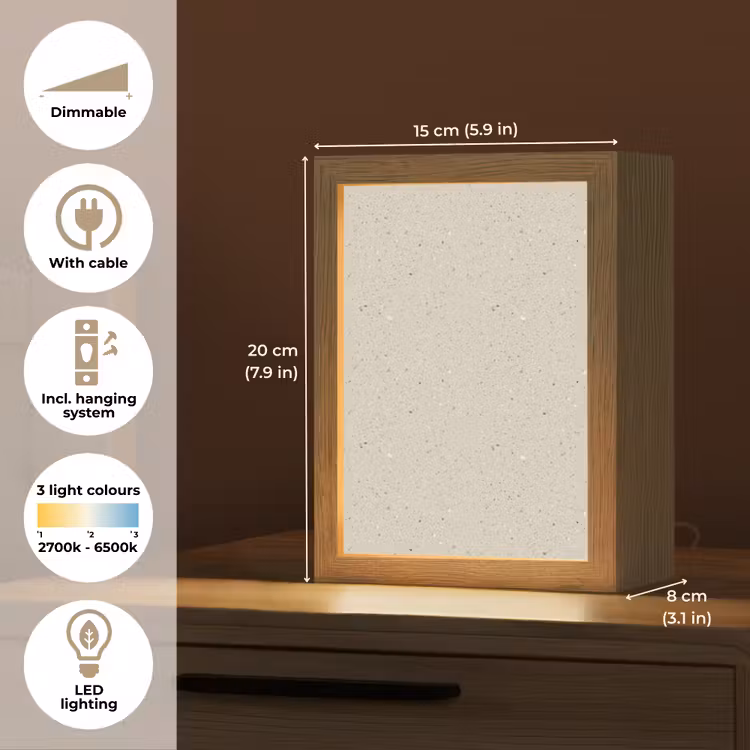 Lichtbeige - Terrazzo - Grijs Light Box met kabel (Tafellamp) klein 925 -USP_EN