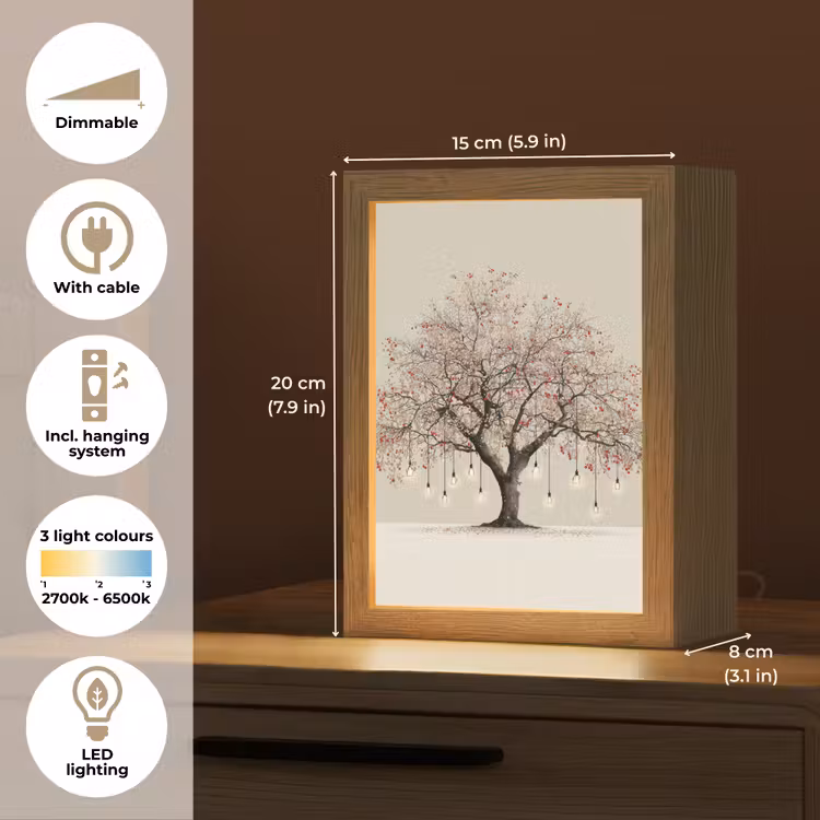 Lichtboom - Winter - Kerst - Meerkleurig Light Box met kabel (Tafellamp) klein -USP_EN