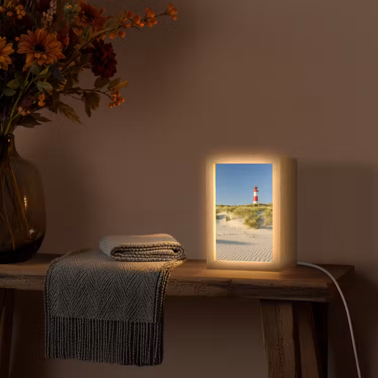 Vuurtoren - Strand - Landschap - Duinen Light Box met kabel (Tafellamp) klein -sfeer4