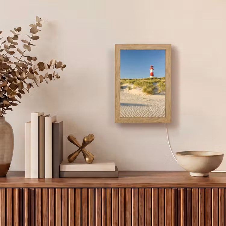 Vuurtoren - Strand - Landschap - Duinen Light Box met kabel (Tafellamp) klein -sfeer2