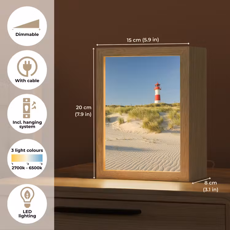 Vuurtoren - Strand - Landschap - Duinen Light Box met kabel (Tafellamp) klein -USP_EN