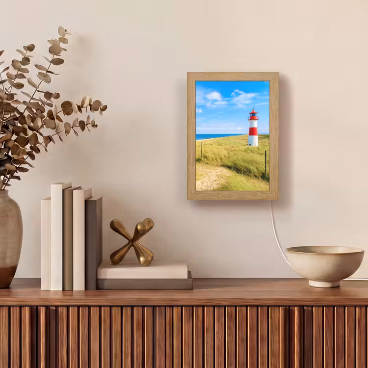 Vuurtoren - Duinen - Strand - Zee - Zomer Light Box met kabel (Tafellamp) klein -sfeer2