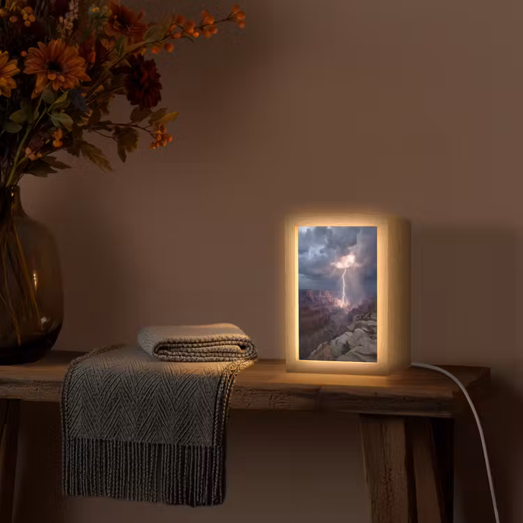 Bliksem - Wolken - Canyon Light Box met kabel (Tafellamp) klein -sfeer4