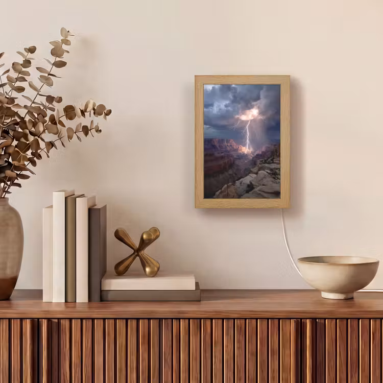 Bliksem - Wolken - Canyon Light Box met kabel (Tafellamp) klein -sfeer2