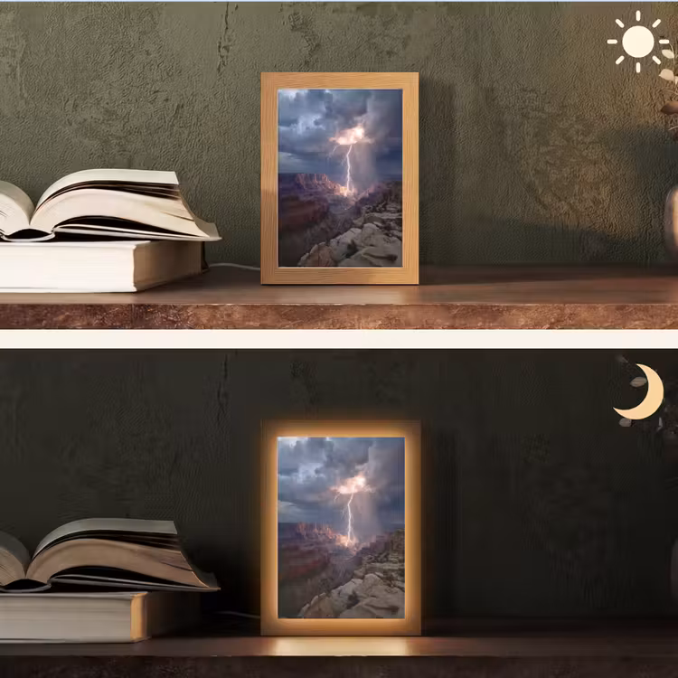 Bliksem - Wolken - Canyon Light Box met kabel (Tafellamp) klein -sfeer3