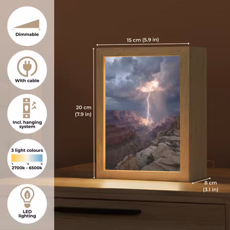 Bliksem - Wolken - Canyon Light Box met kabel (Tafellamp) klein -USP_EN