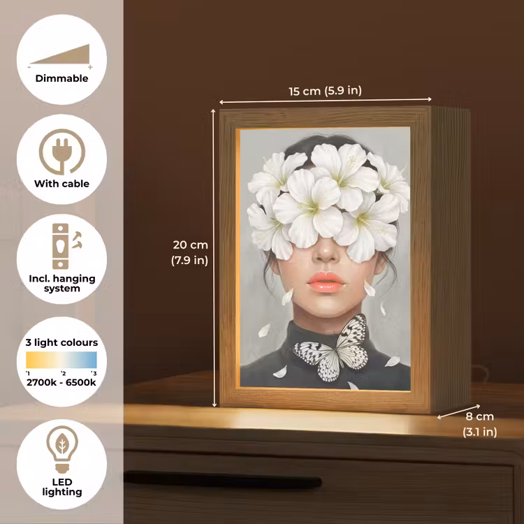 Lelies - Portret - Wit Light Box met kabel (Tafellamp) klein -USP_EN