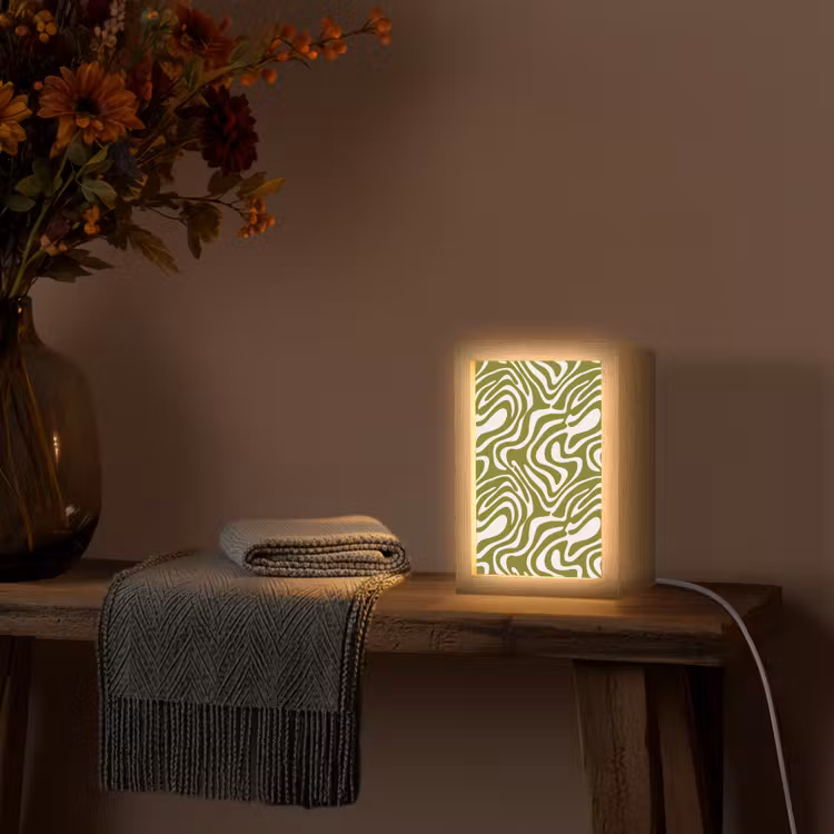 Lijnpatroon - Groen - Organisch Light Box met kabel (Tafellamp) klein 925 -sfeer4