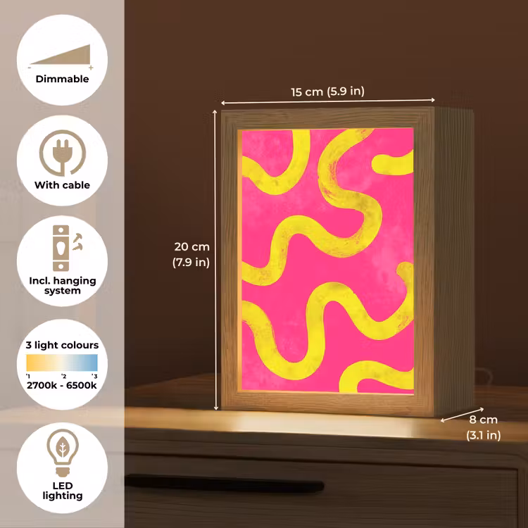 Lijn - Geel - Abstract Light Box met kabel (Tafellamp) klein -USP_EN