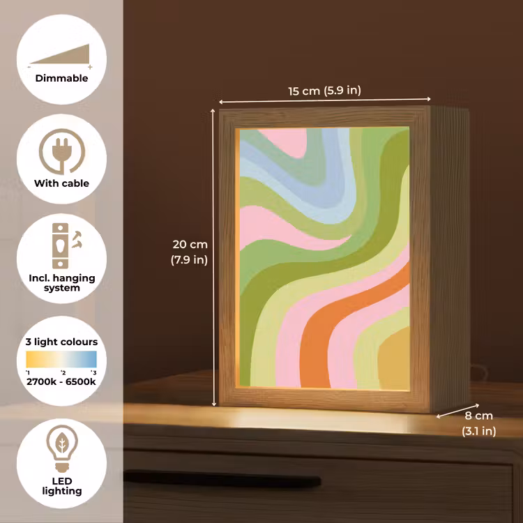 Lijnen - Pasteltinten - Golvend Light Box met kabel (Tafellamp) klein -USP_EN